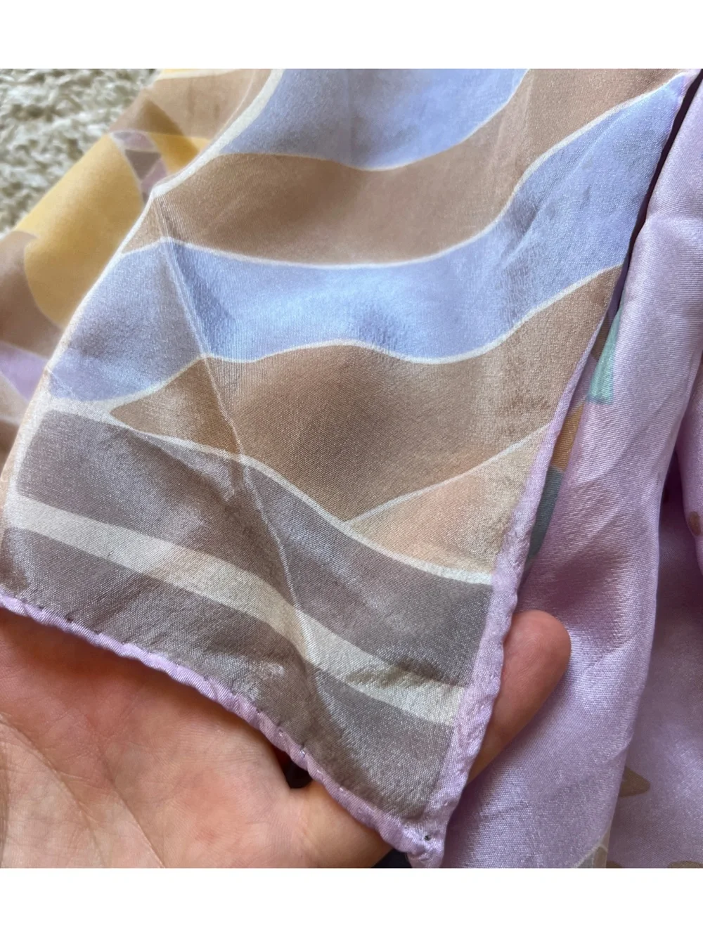 80s Pastel Silk Scarf Tropical Palm Trees Southwest Geometric Abstract 30